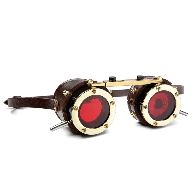 Unisex Steampunk-Brille mit roten Gläsern