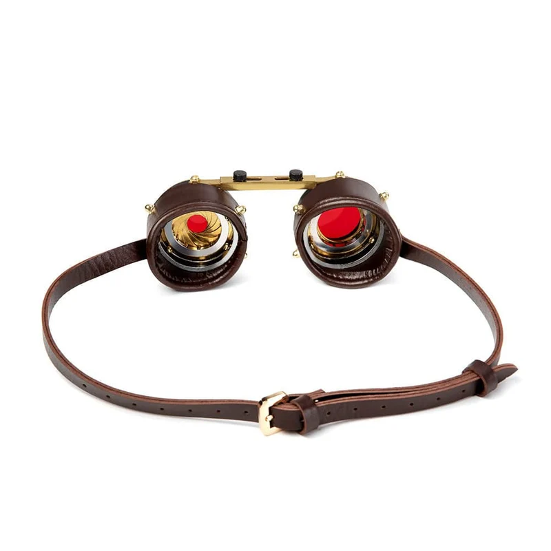 Unisex Steampunk-Brille mit roten Gläsern