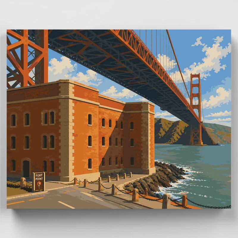 Fort Point Under the Bridge - Paint by Numbers Kit