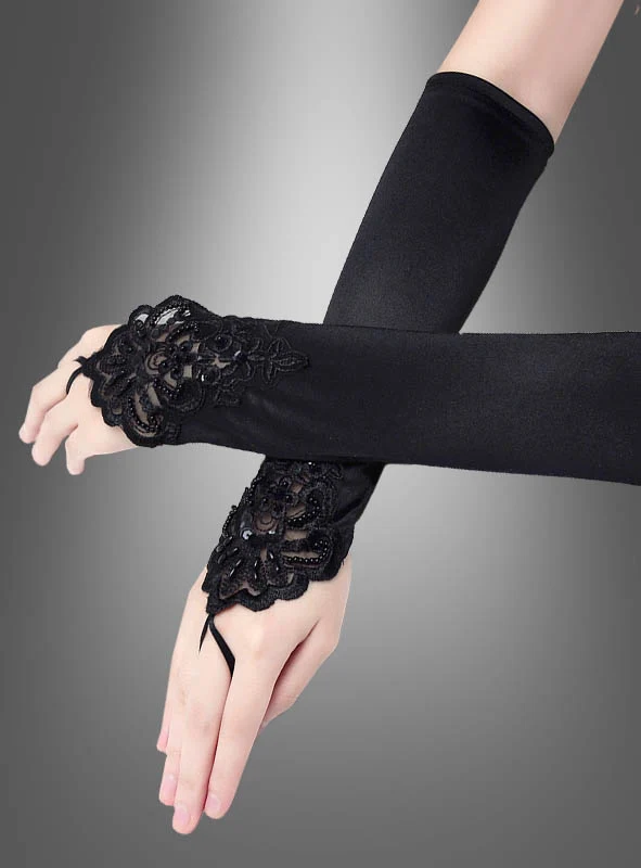 Fingerlose Handschuhe lang mit Spitze