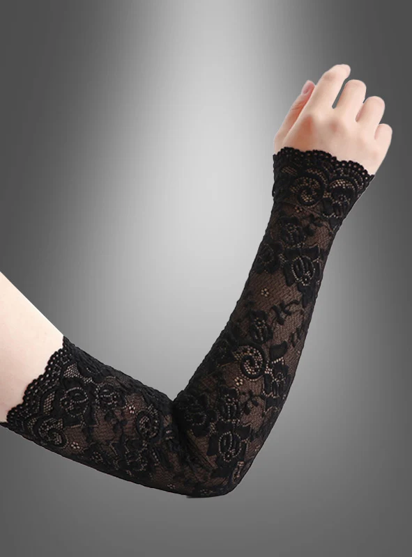 Fingerlose Handschuhe lang mit Spitze