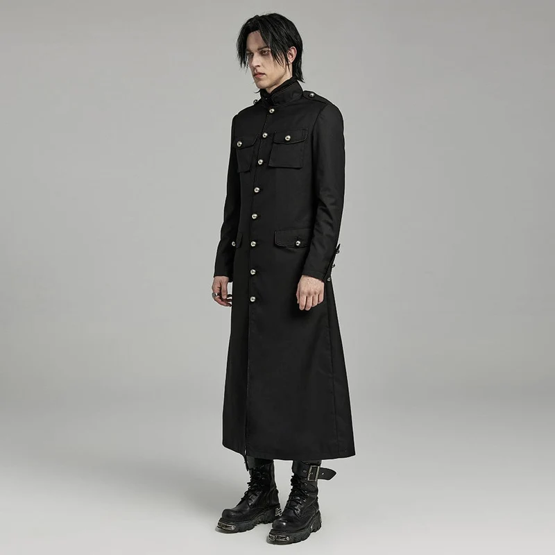 Herren-Gothic-Mantel mit Stehkragen und großen Taschen