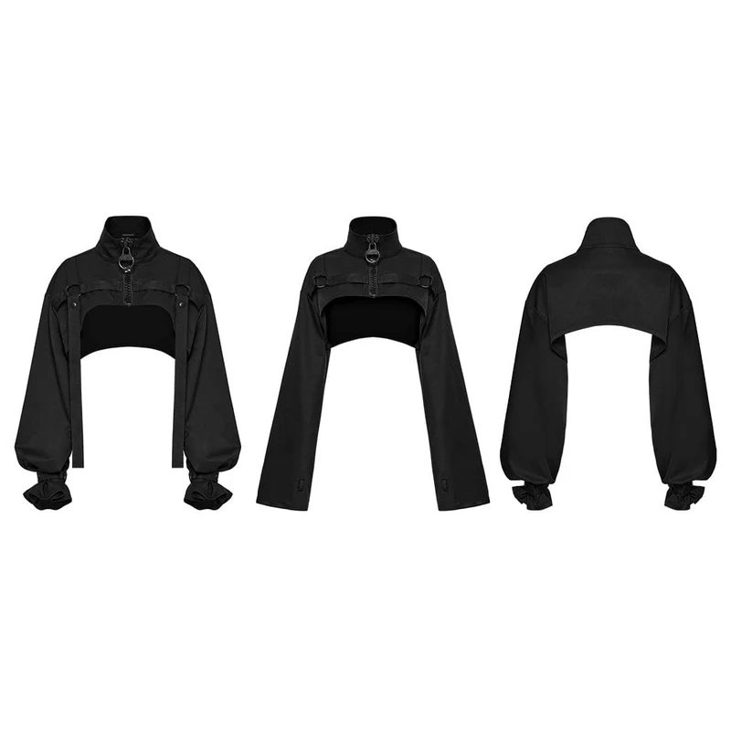 Punk-Umhang mit Stehkragen und Riemen für Damen