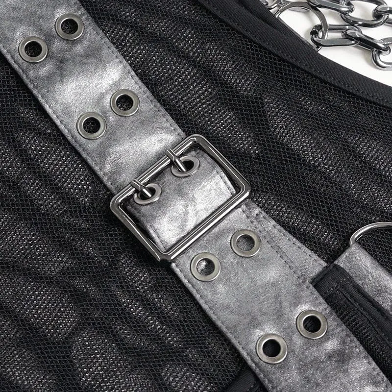 Punk-Tanktop für Herren mit asymmetrischem Kettenmuster