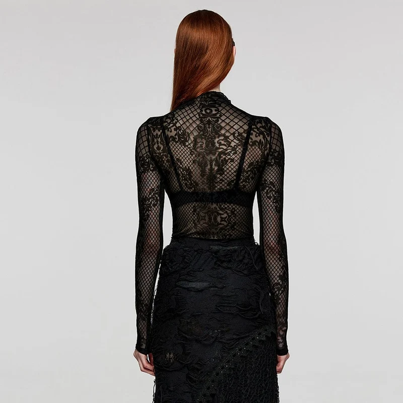 Damen-Gothic-Totem-Mesh-Shirt