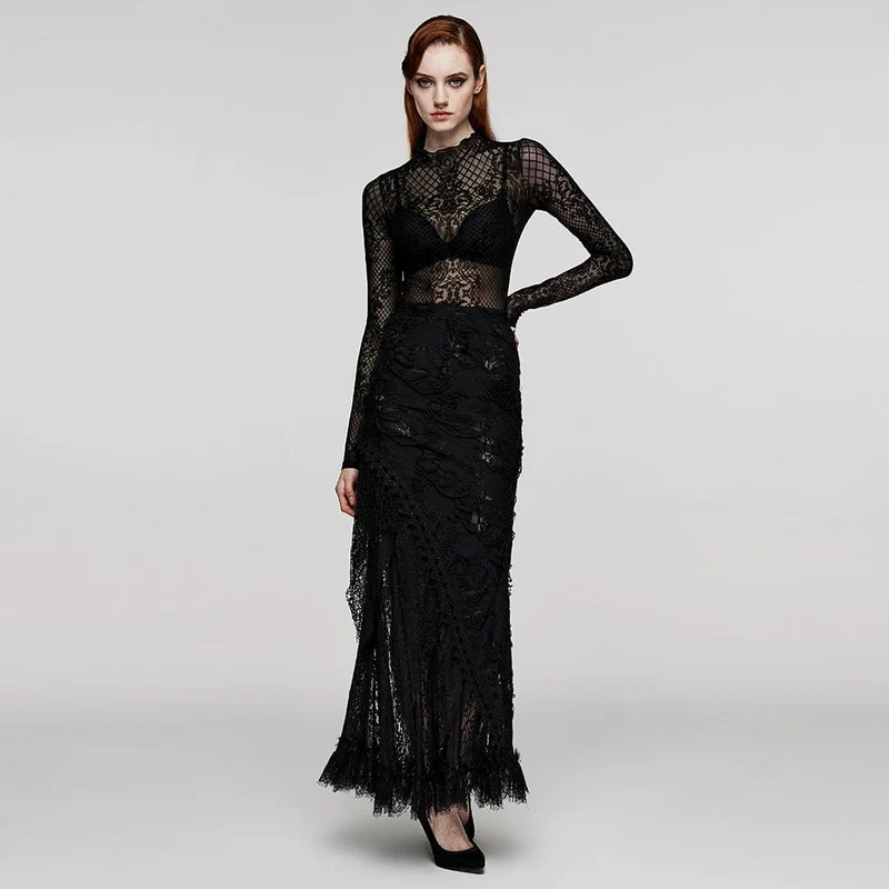 Damen-Gothic-Totem-Mesh-Shirt