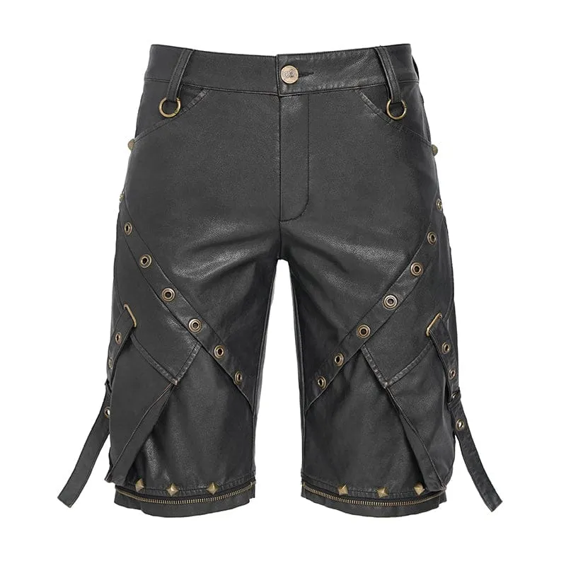 Punk-Herrenhose mit großen Taschen, Ösen und Nieten sowie abnehmbaren Beinen