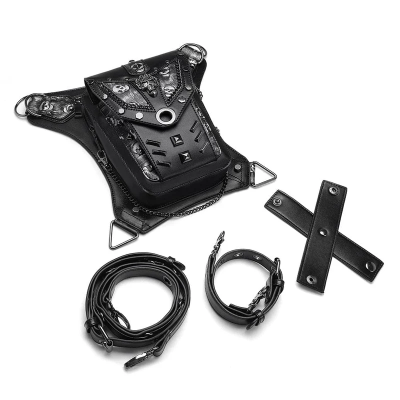 Unisex Punk Totenkopf-Ketten-Bauchtasche