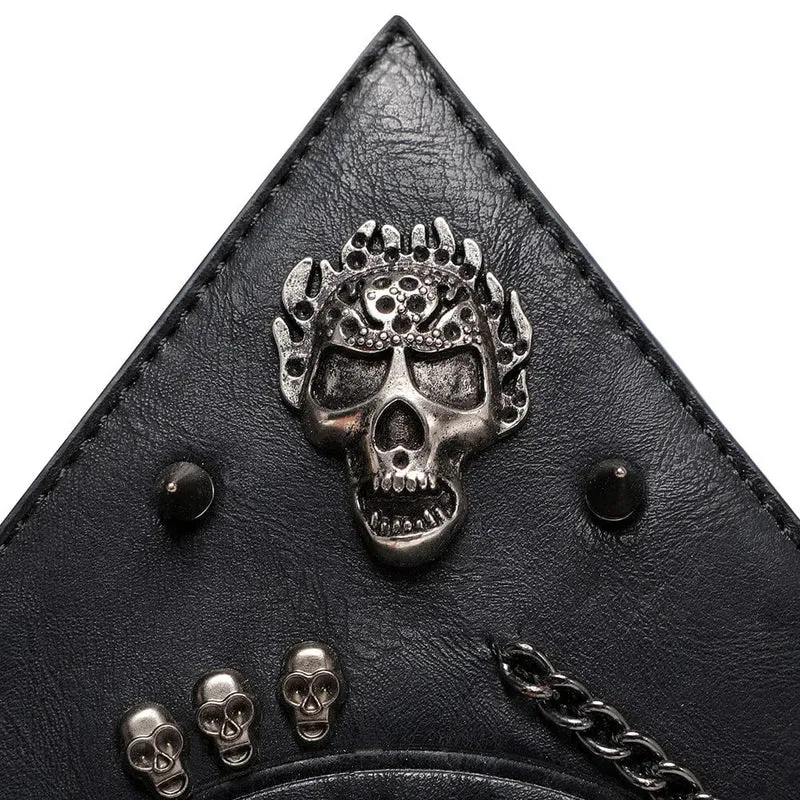 Gothic-Tasche für Damen mit Totenkopf, Nieten und Pentagramm