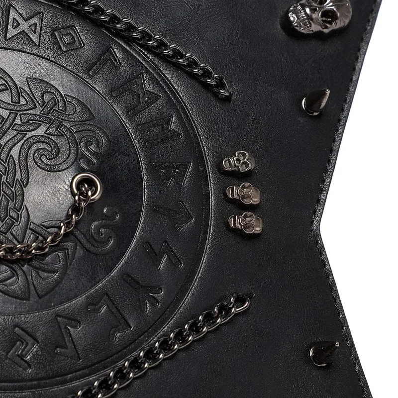 Gothic-Tasche für Damen mit Totenkopf, Nieten und Pentagramm