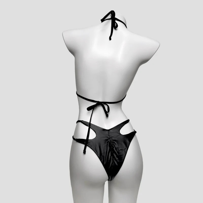 Grunge-Bikini mit Cut-out-Halter-Oberteil für Damen, zweiteilig