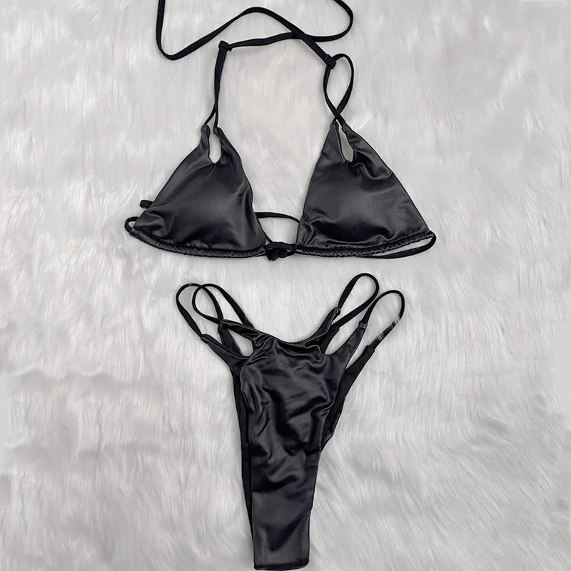 Grunge-Bikini mit Cut-out-Halter-Oberteil für Damen, zweiteilig