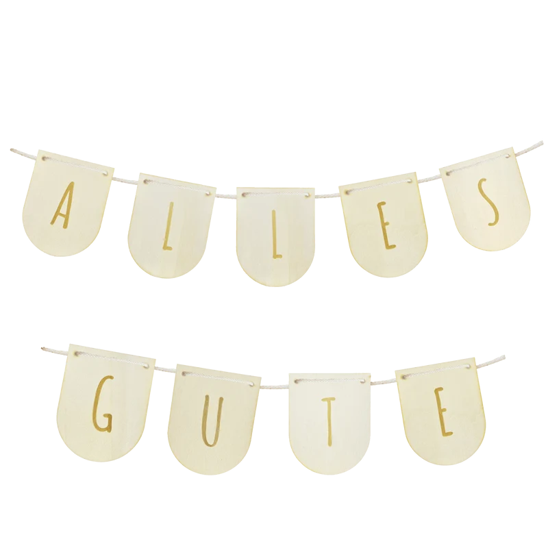 Holz-Wimpelgirlande "Alles Gute"