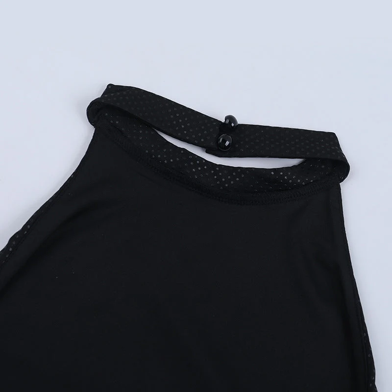 Backless halter button romper