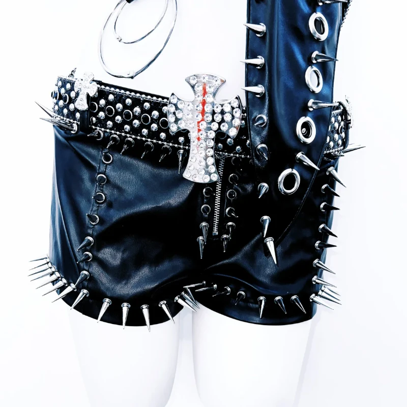 Leather backless rivet o ring irregular top