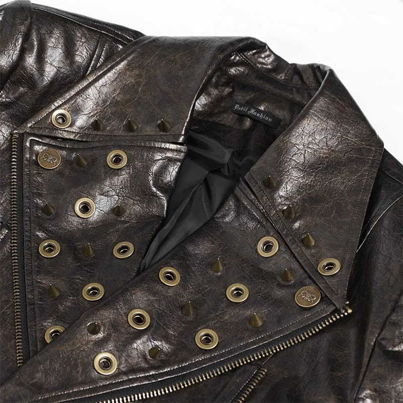 Punk-Bikerjacke für Herren mit fallendem Revers und Nieten