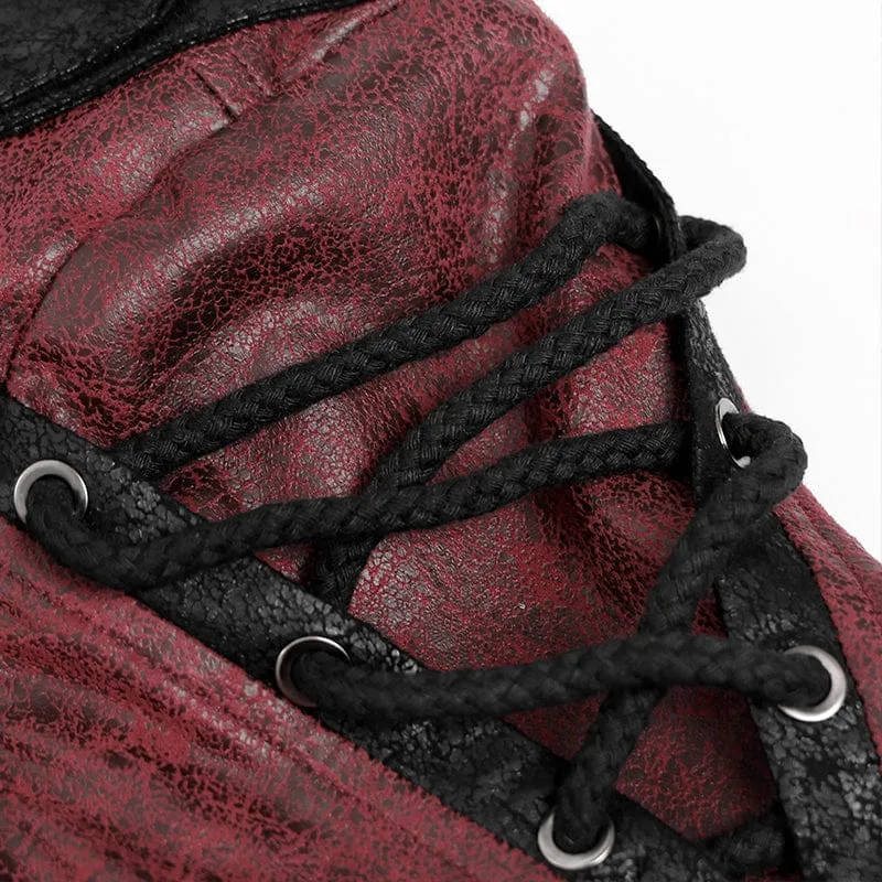 Herren-Kapuzenjacke im Punk-Stil mit Nietenschnalle, rot