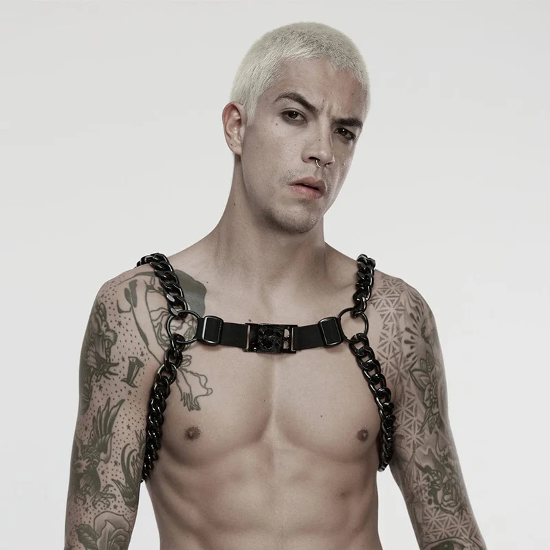 Herren Punk Nieten Kettengeschirr