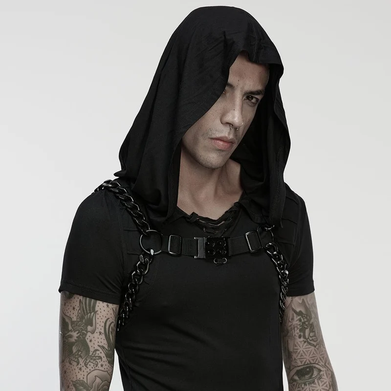 Herren Punk Nieten Kettengeschirr