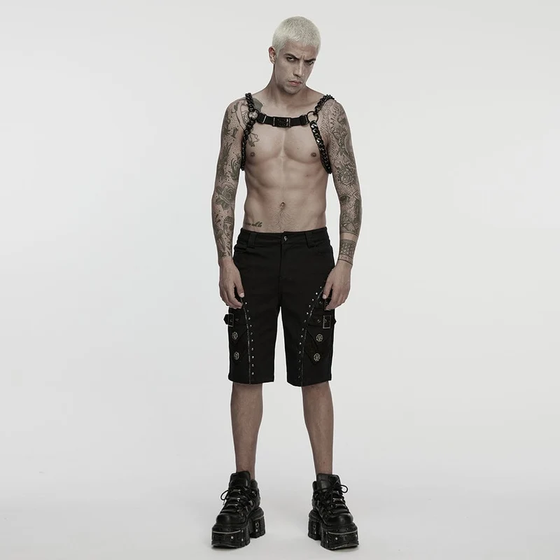 Herren Punk Nieten Kettengeschirr