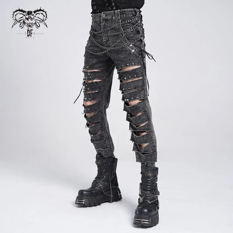 Gothic-Hose mit Nieten und Kette für Herren