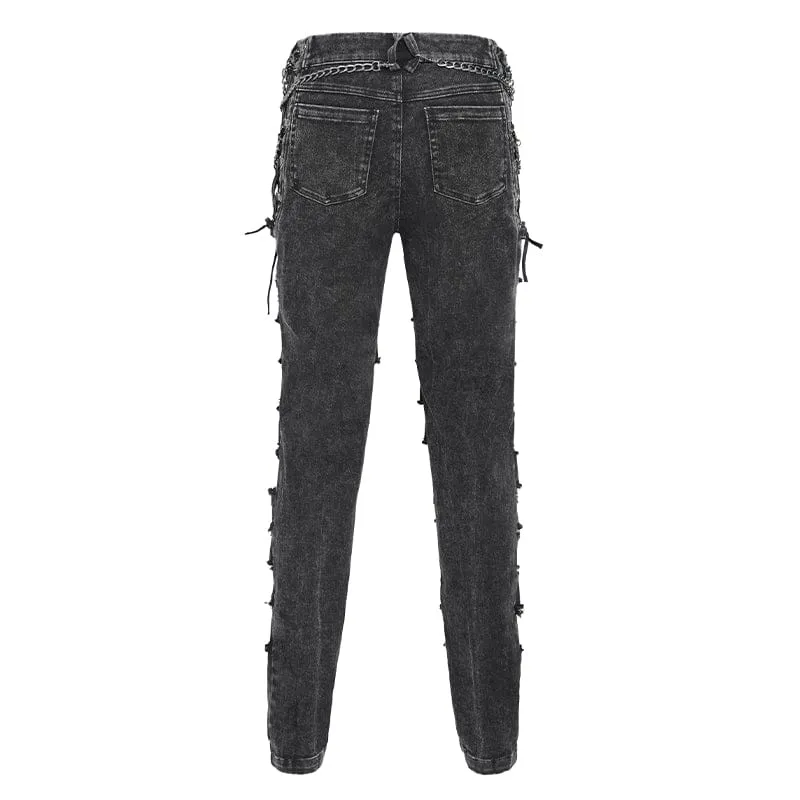 Gothic-Hose mit Nieten und Kette für Herren