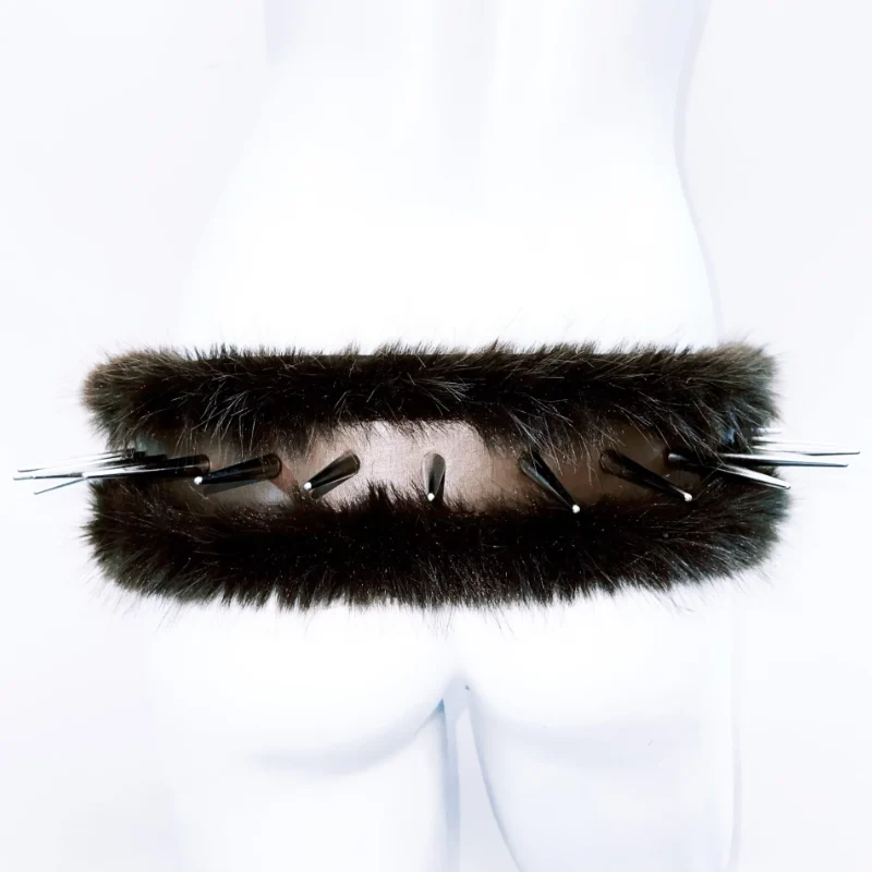 Fluffy rivet applique beaded belt