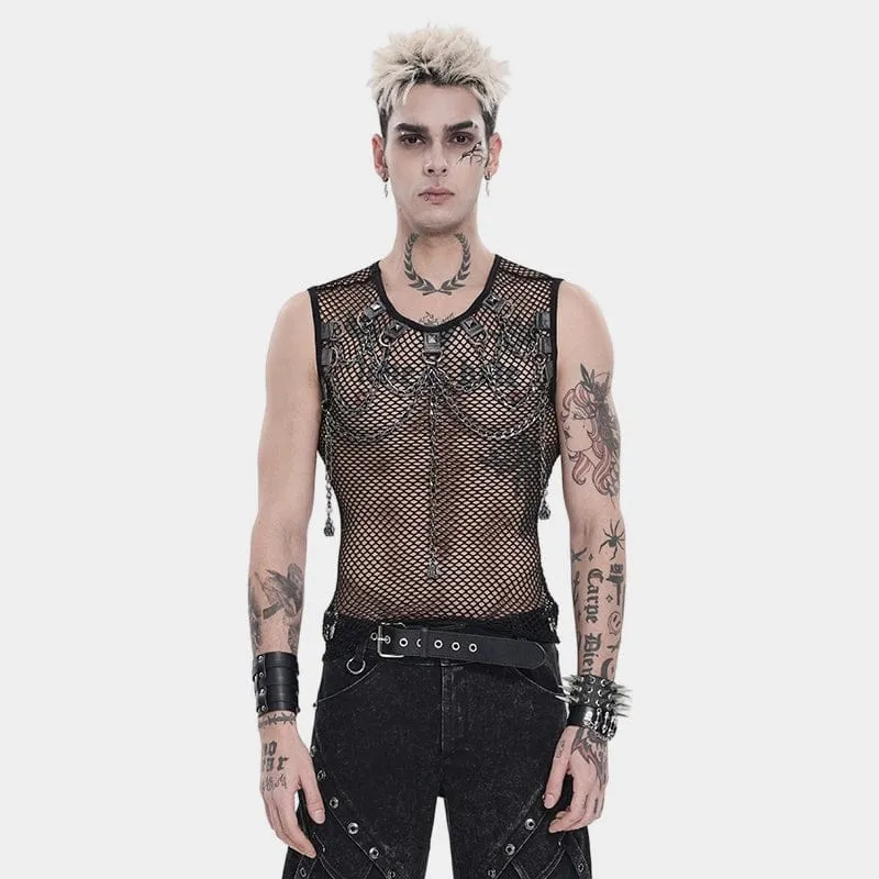 Punk-Tanktop für Herren mit Nieten und Kettenmuster
