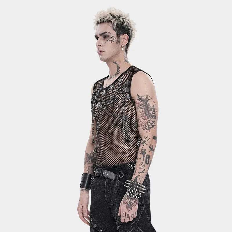 Punk-Tanktop für Herren mit Nieten und Kettenmuster