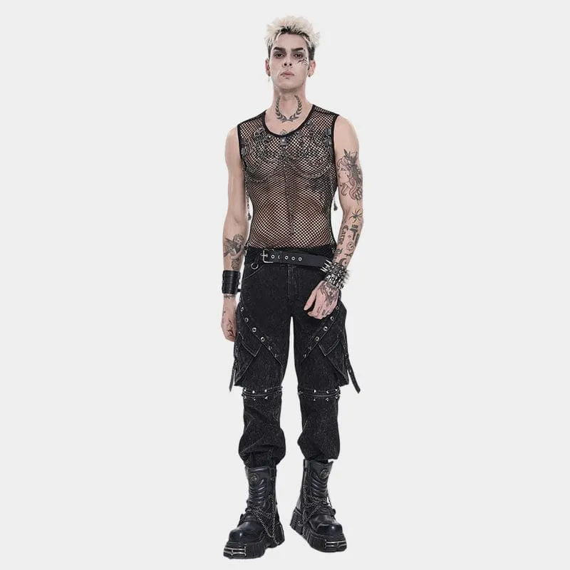 Punk-Tanktop für Herren mit Nieten und Kettenmuster