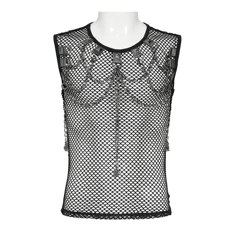 Punk-Tanktop für Herren mit Nieten und Kettenmuster