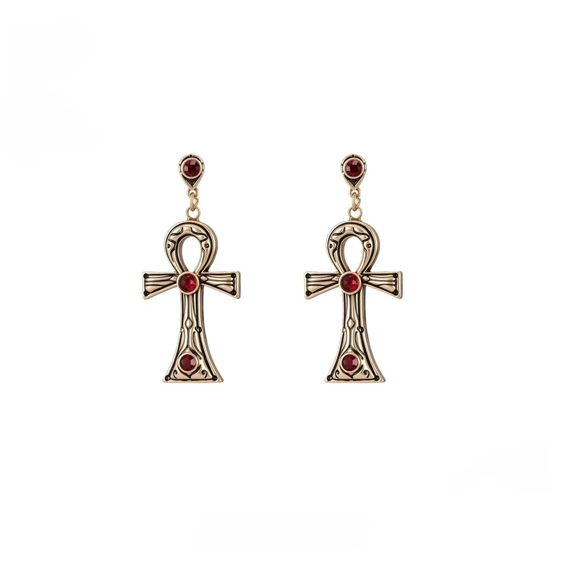 Grunge-Retro-Ohrringe mit Strasskreuz für Damen