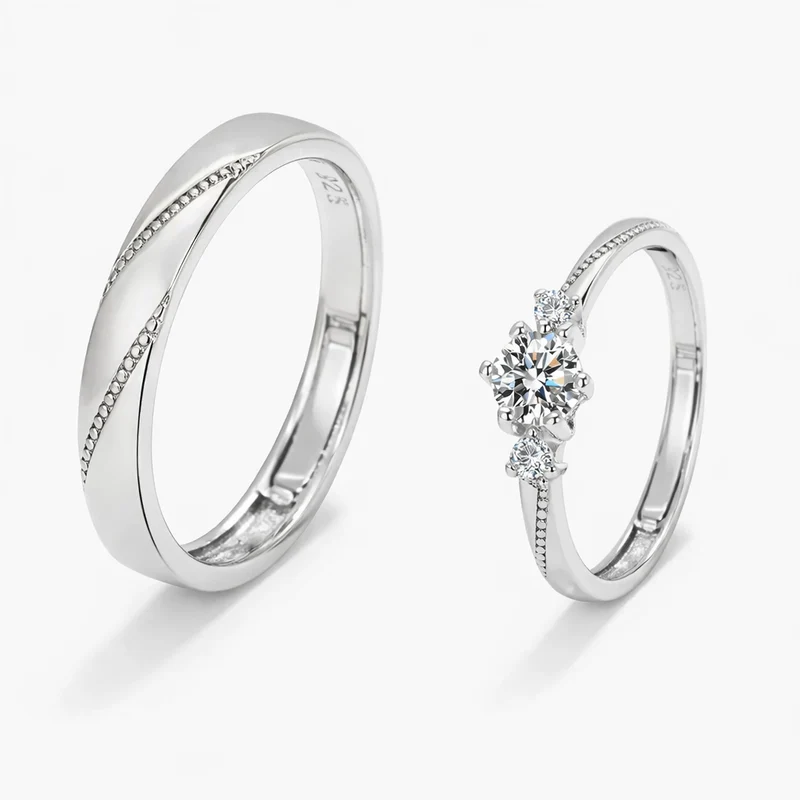 Simple Couple Ring Design Silver