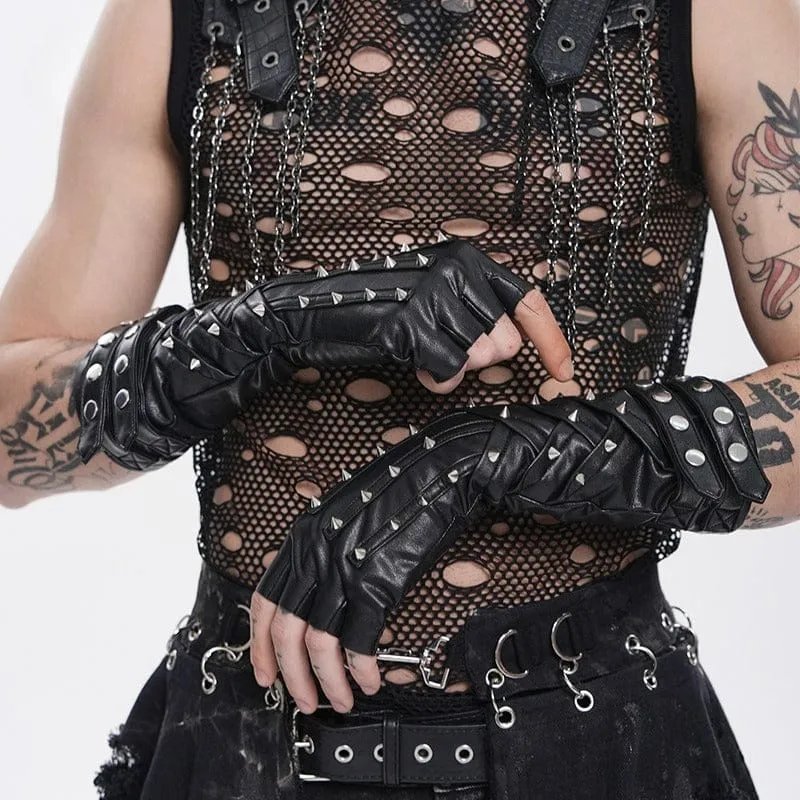 Punk-Nieten-Fingerlose Handschuhe für Herren