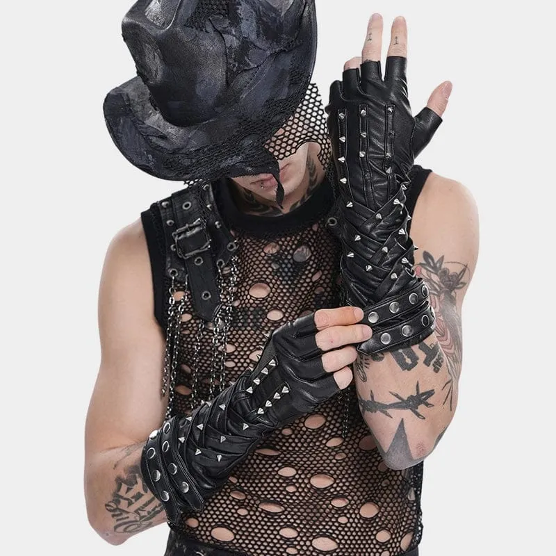 Punk-Nieten-Fingerlose Handschuhe für Herren