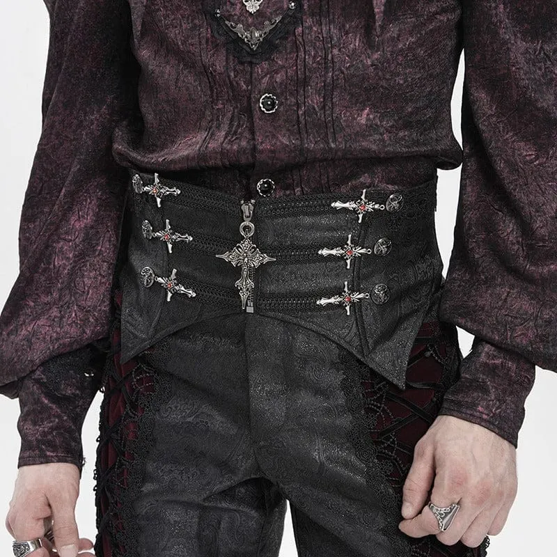 Gothic-Kreuz-Schnürgürtel für Herren mit Reißverschluss