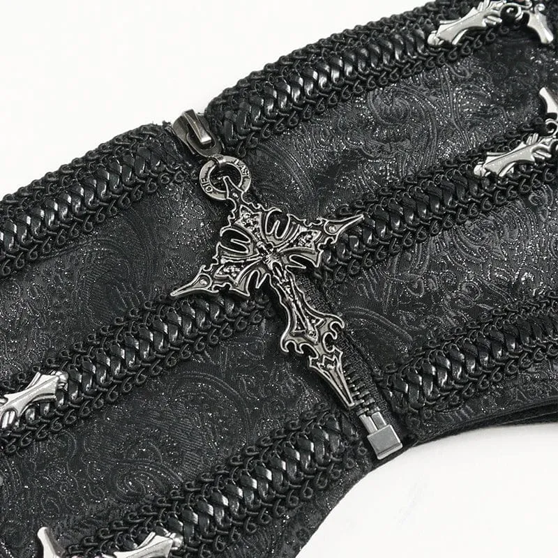 Gothic-Kreuz-Schnürgürtel für Herren mit Reißverschluss