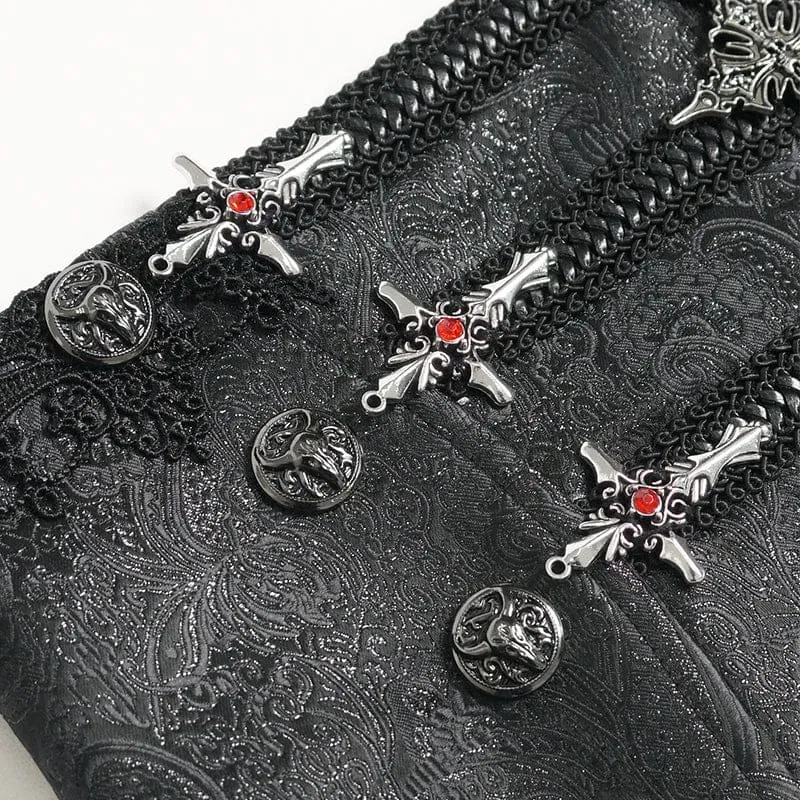 Gothic-Kreuz-Schnürgürtel für Herren mit Reißverschluss
