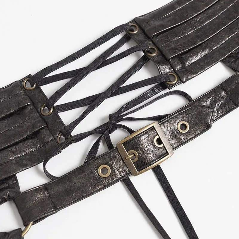 Punk-Nieten-Gürtel für Herren mit Riemen und Taschen, Bronze