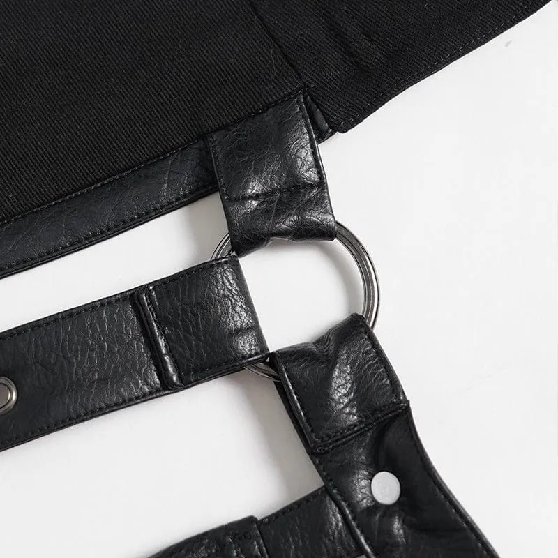 Punk-Nieten-Gürtel für Herren mit Taschen, schwarz
