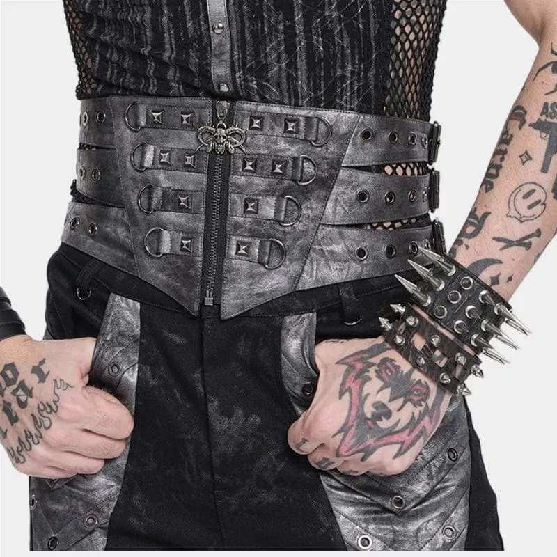 Punk-Mieder mit Nieten und Reißverschluss für Herren
