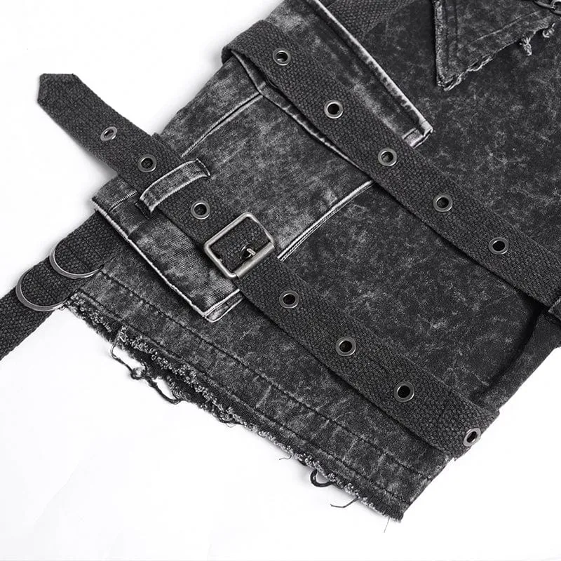 Punk-Hose im Used-Look mit großen Taschen und Kette für Herren