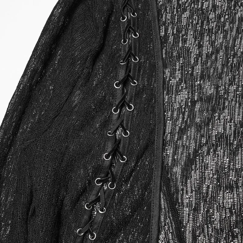 Gothic-Strickjacke für Damen, transparent, langärmelig