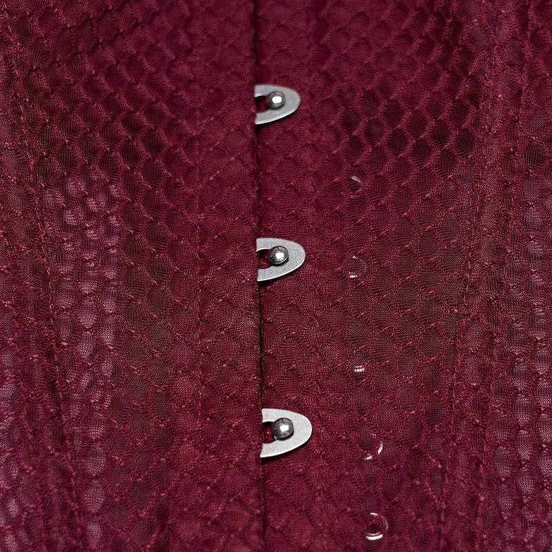 Gothic-Korsett für Damen mit transparentem Schnürverschluss, rot