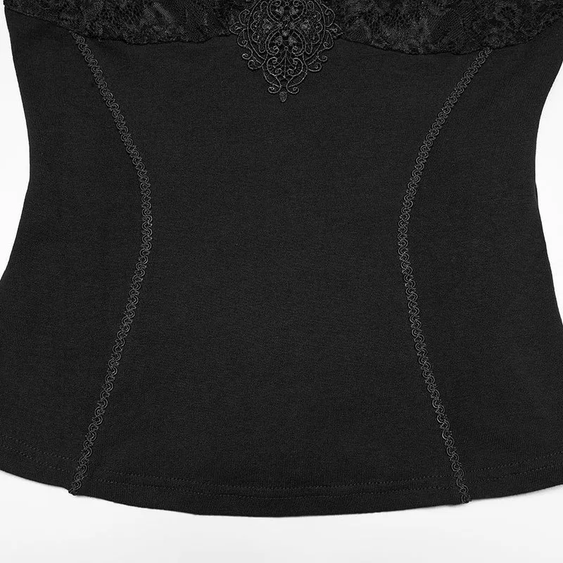 Gothic-T-Shirt mit Blumenmuster und kurzen Ärmeln für Damen