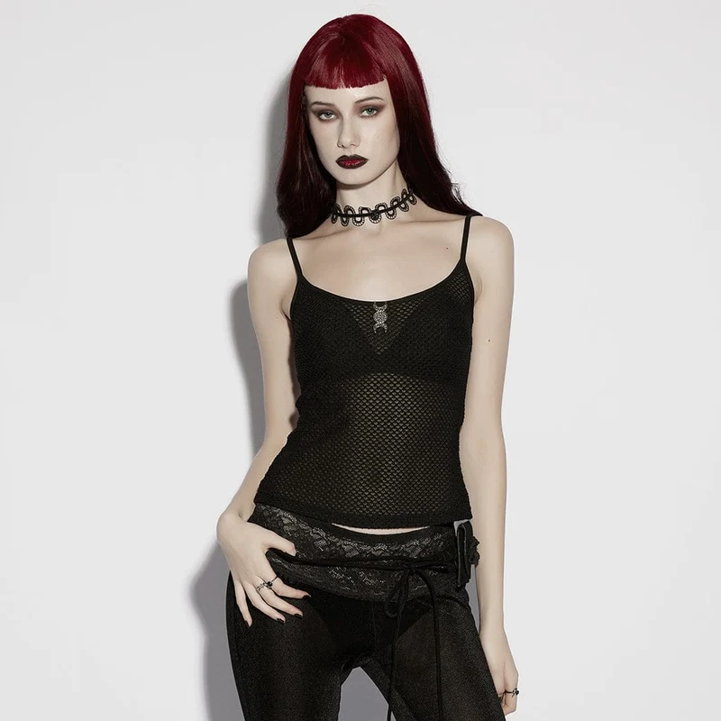 Gothic Moon Mesh-Tanktop für Damen