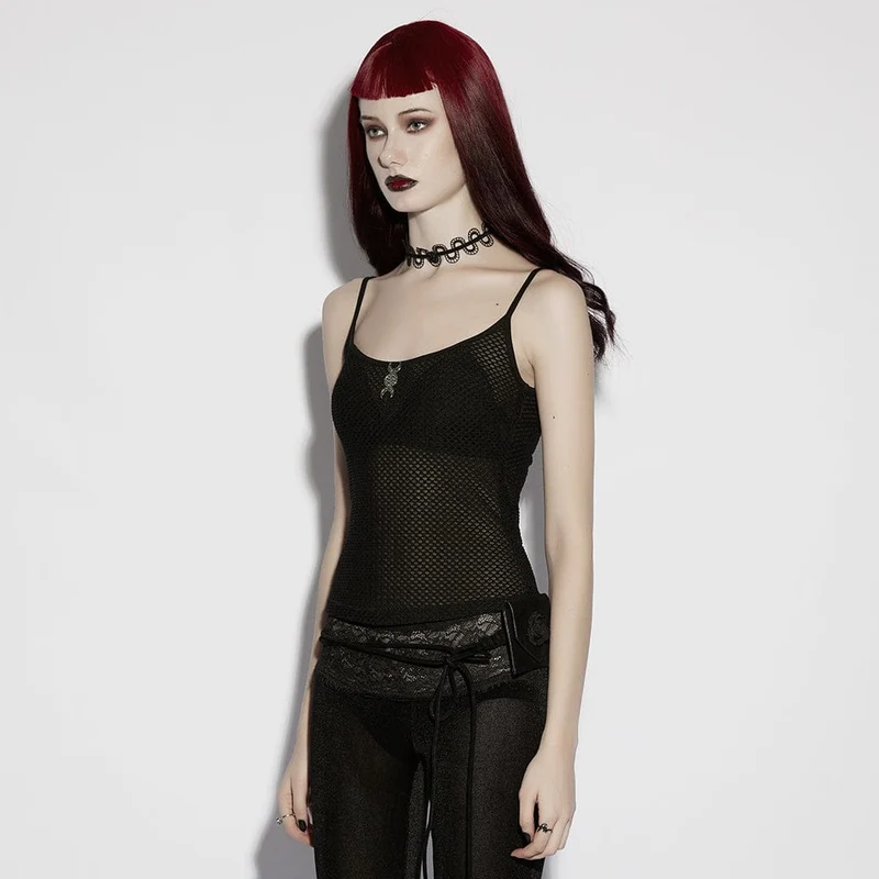 Gothic Moon Mesh-Tanktop für Damen