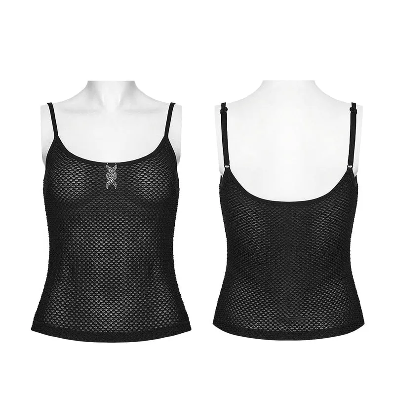Gothic Moon Mesh-Tanktop für Damen