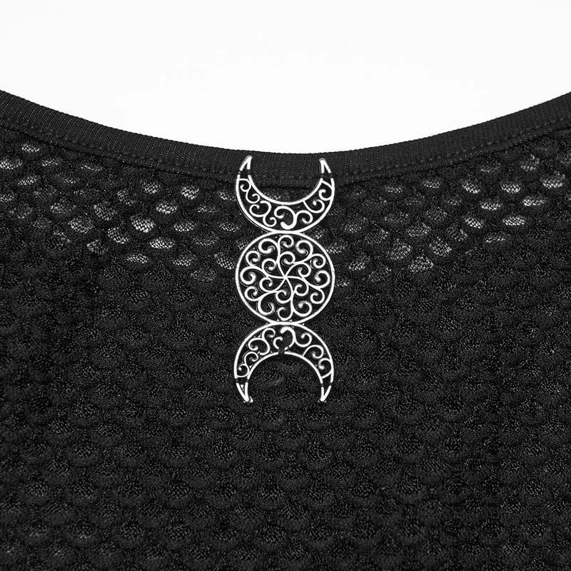 Gothic Moon Mesh-Tanktop für Damen