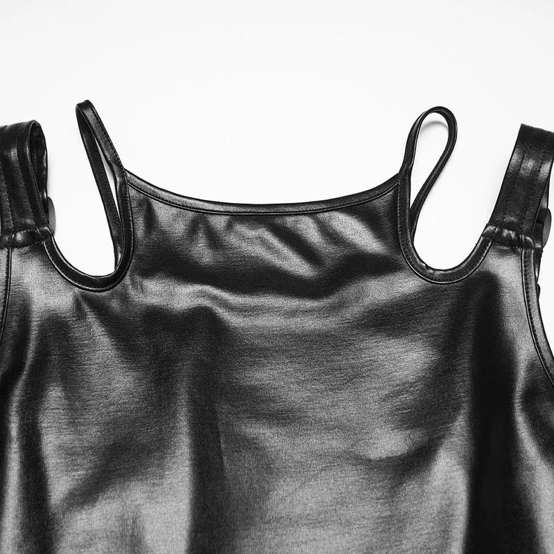 Punk-Tanktop für Damen mit Schnallenriemen und eckigem Ausschnitt